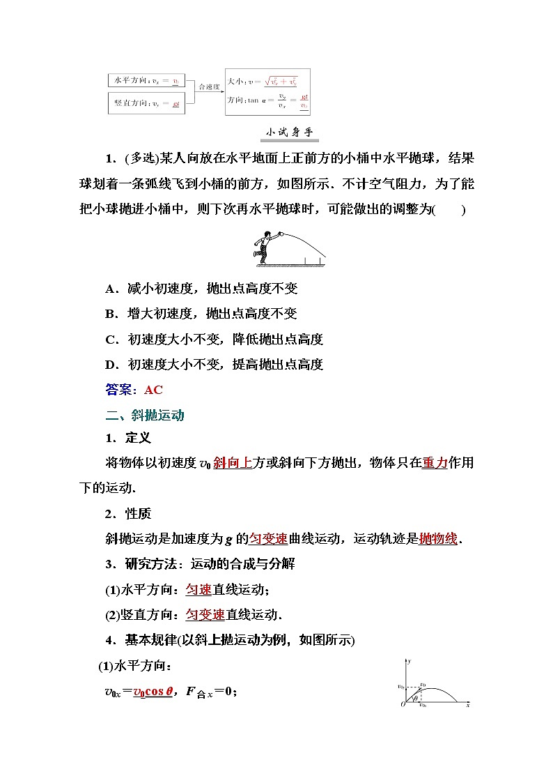 2021高考物理（选择性考试）人教版一轮学案：4.2平抛运动的规律及应用02
