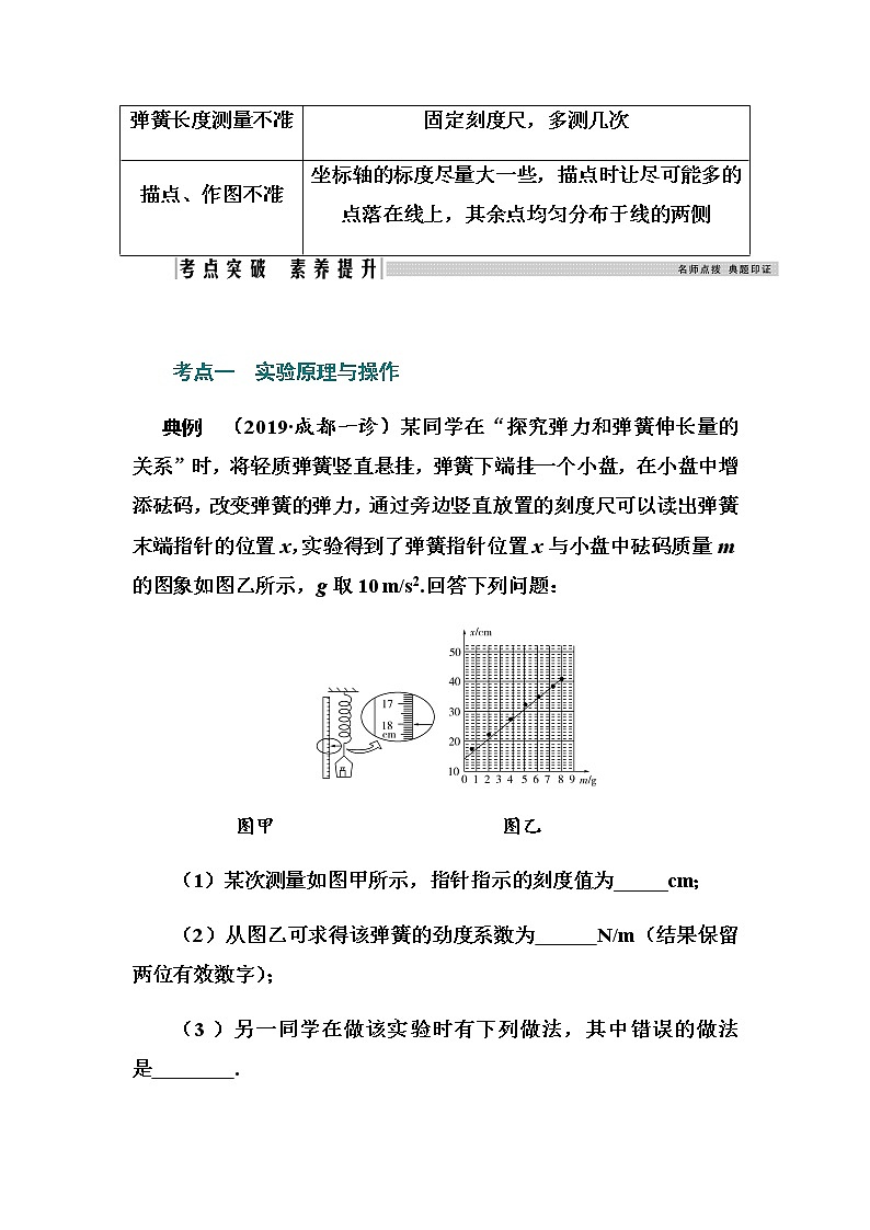 2021高考物理（选择性考试）人教版一轮学案：第二章实验2　探究弹力和弹簧伸长的关系03