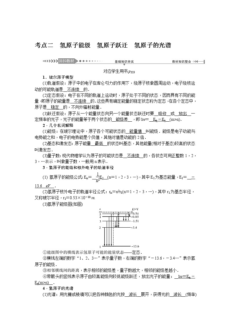 2021版一轮复习名师导学物理文档：第12章　第2节　原子结构 学案03