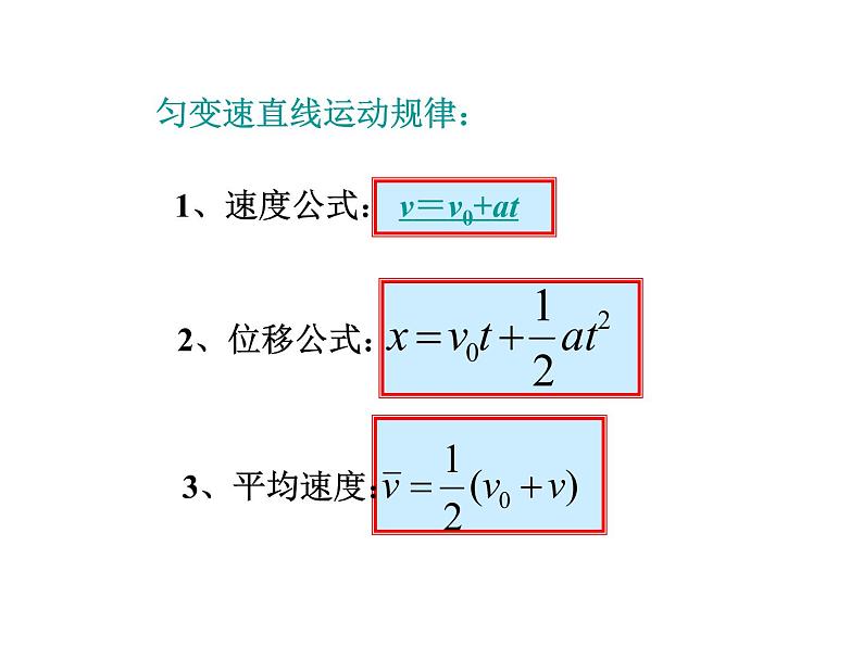 新人教版必修1：2.4匀变速直线运动位移与速度关系课件（共 10张PPT）02