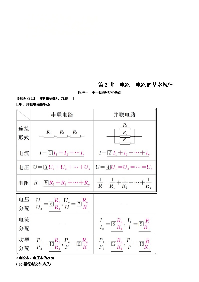 2019年高考物理一轮复习讲义：第8章 第2讲《电路　电路的基本规律》(含解析)01