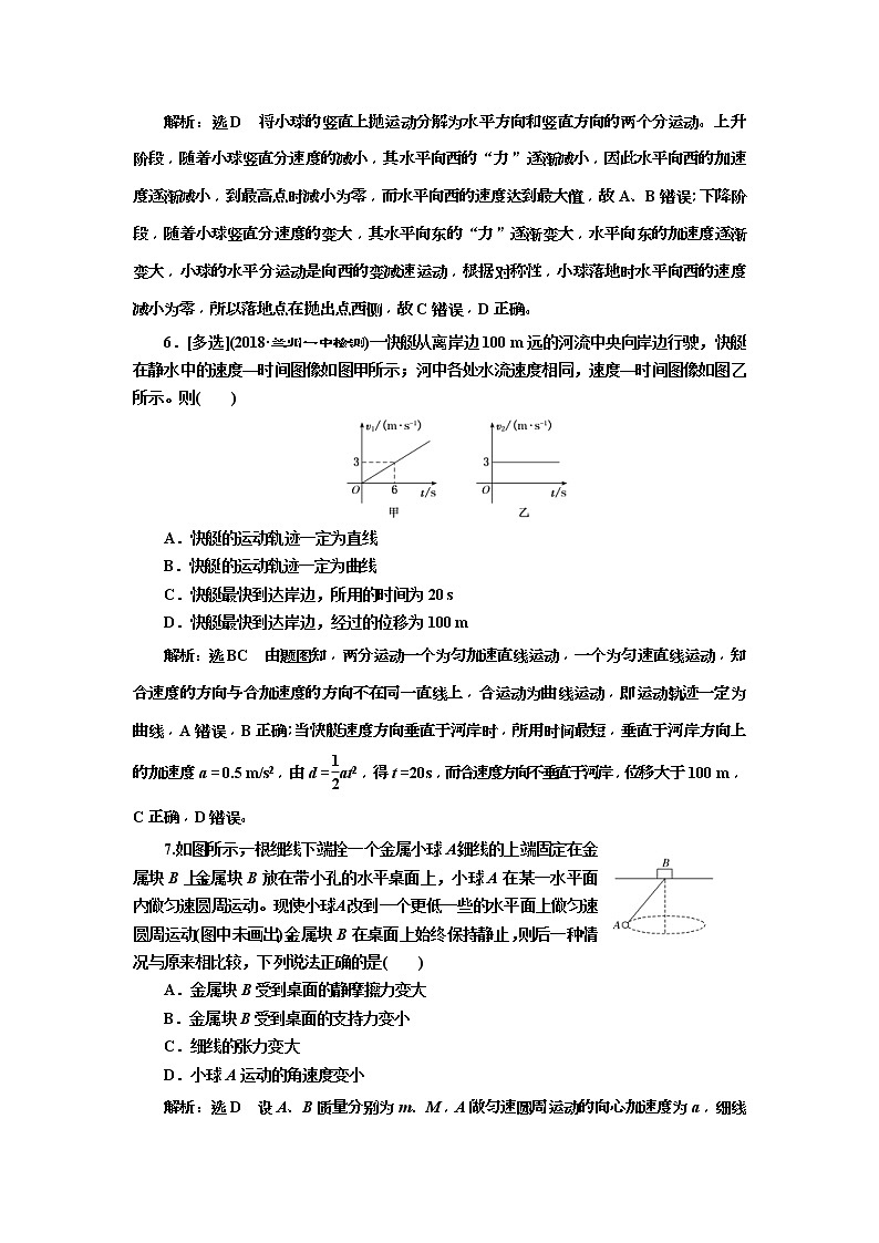 2019版高考物理二轮复习专题检测：02熟知“四类典型运动”掌握物体运动规律(含解析)03