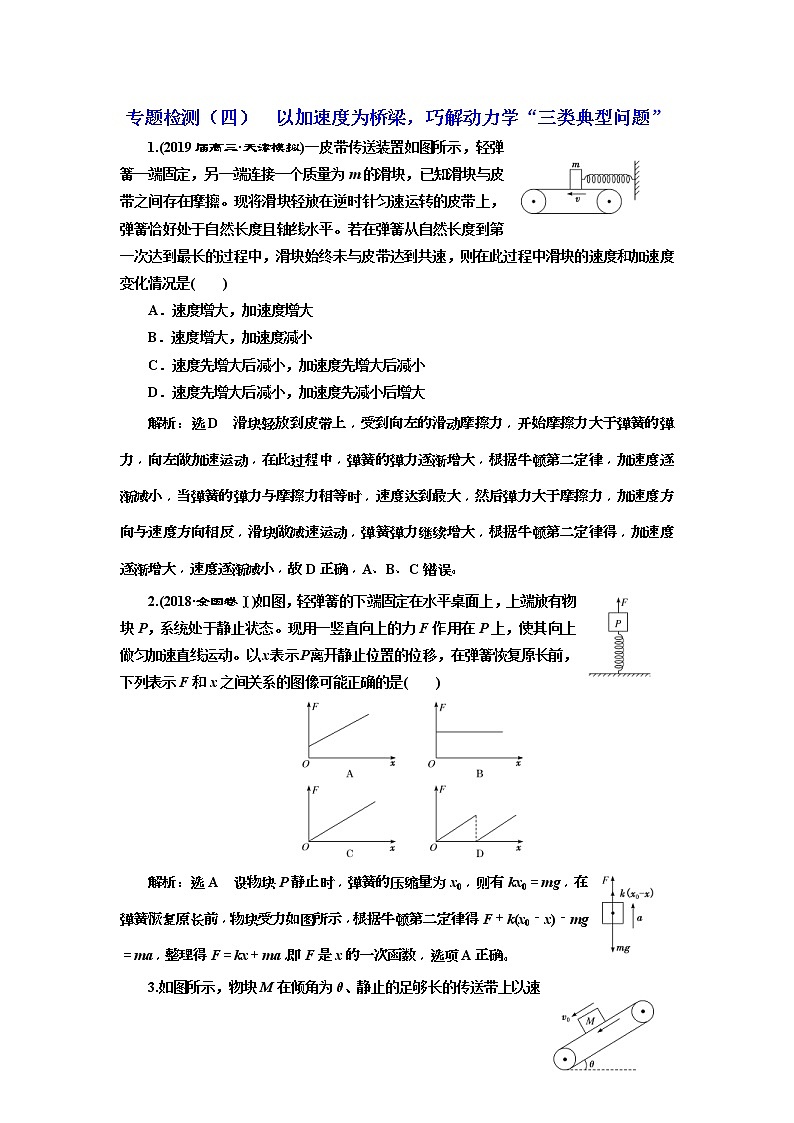 2019版高考物理二轮复习专题检测：04 以加速度为桥梁巧解动力学“三类典型问题”(含解析)01