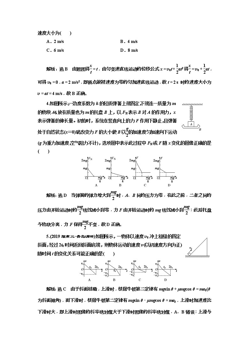 2019版高考物理二轮复习专题检测：05 谙熟“三看、两转化”破解力学图像三类问题(含解析)02