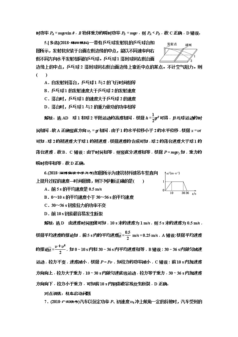 (江苏版)2019届高考物理一轮复习课时检测16《 功和功率》(含解析)03