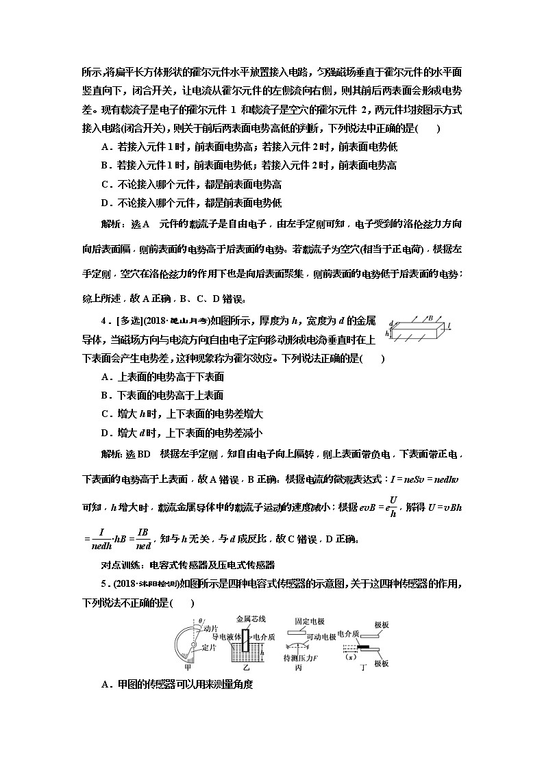 (江苏版)2019届高考物理一轮复习课时检测37《 传感器及其应用》(含解析)02