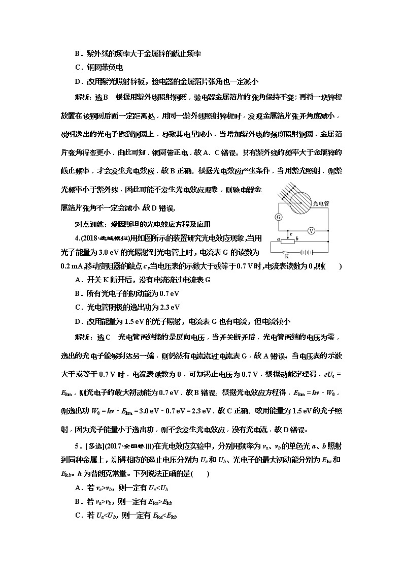 (江苏版)2019届高考物理一轮复习课时检测39《 波粒二象性》(含解析)02