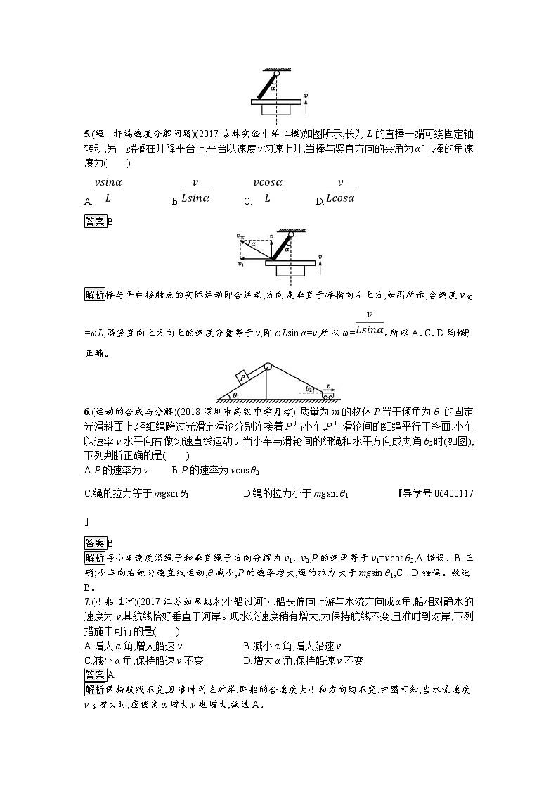2019届高考物理一轮复习课时规范练10《曲线运动　运动的合成与分解》(含解析)03