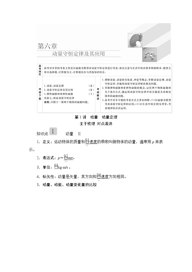 2020高考物理一轮复习学案：第六章第1讲动量　动量定理01