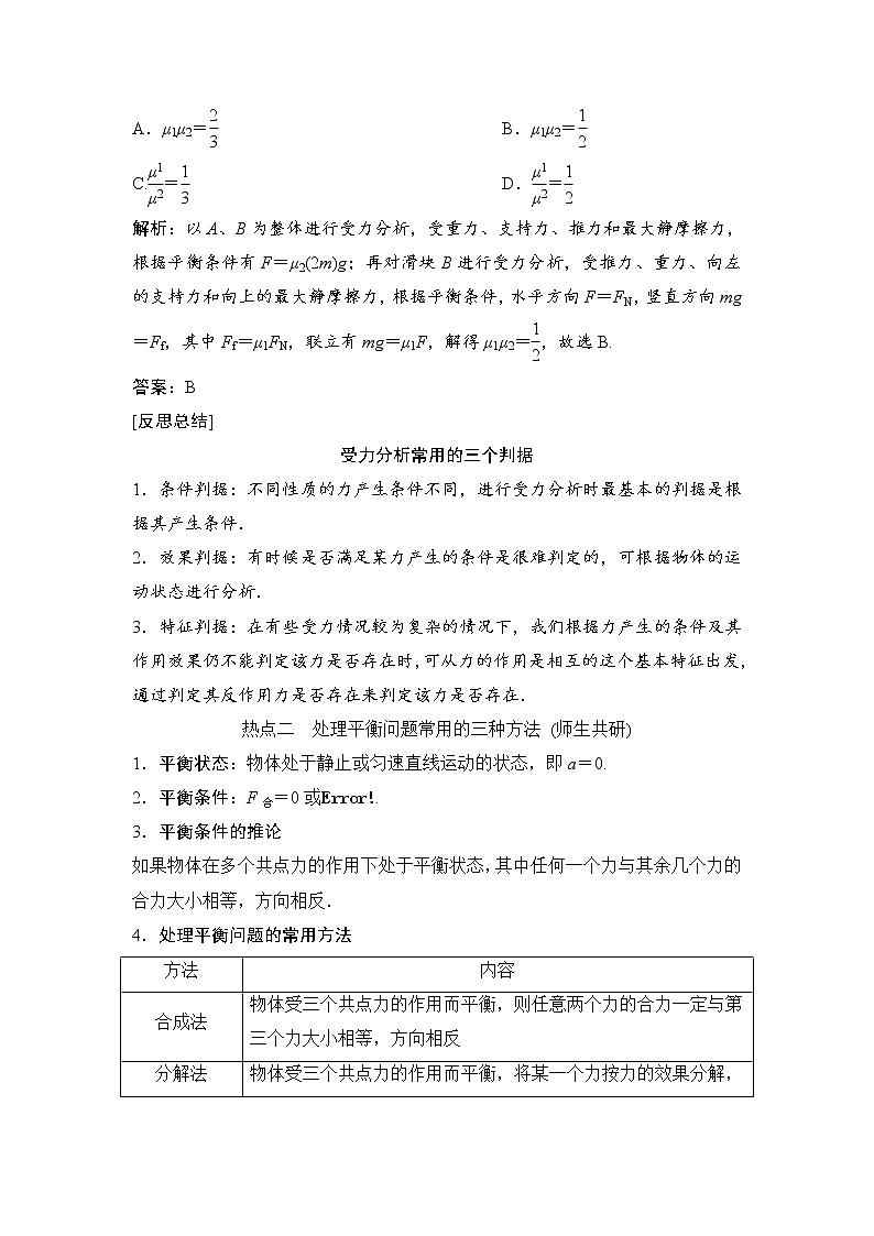 2020年高考物理新课标第一轮总复习讲义：第二章第三讲　受力分析　共点力的平衡03