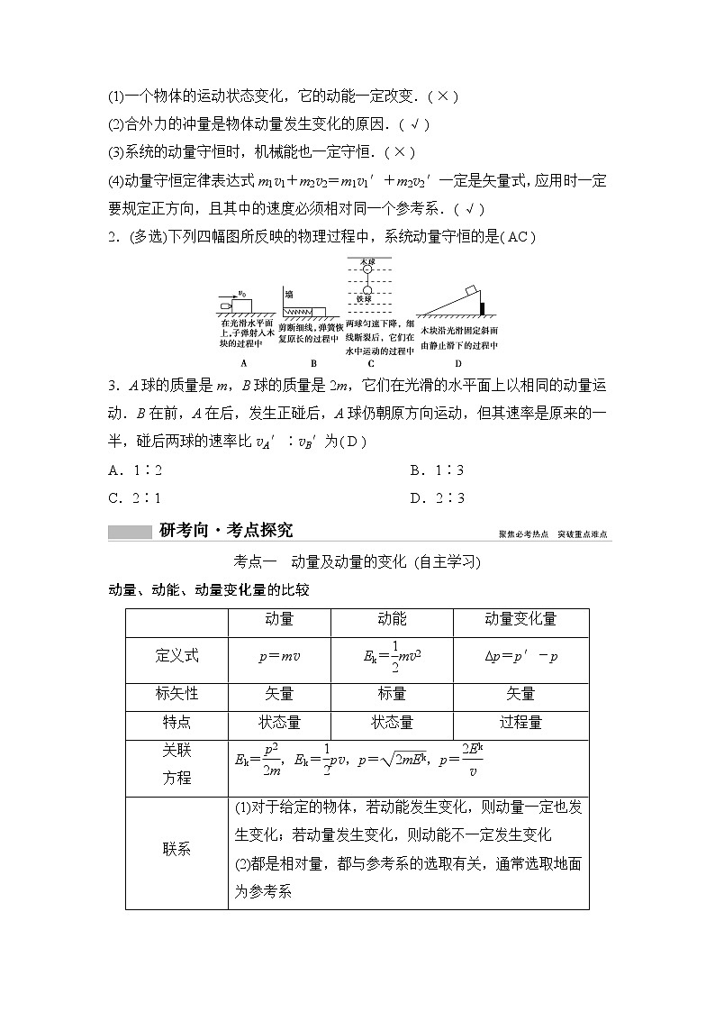 2020年高考物理新课标第一轮总复习讲义：第六章第一讲　动量　动量定理　动量守恒定律03