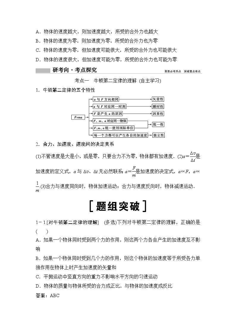2020年高考物理新课标第一轮总复习讲义：第三章第二讲　牛顿第二定律　两类动力学问题02