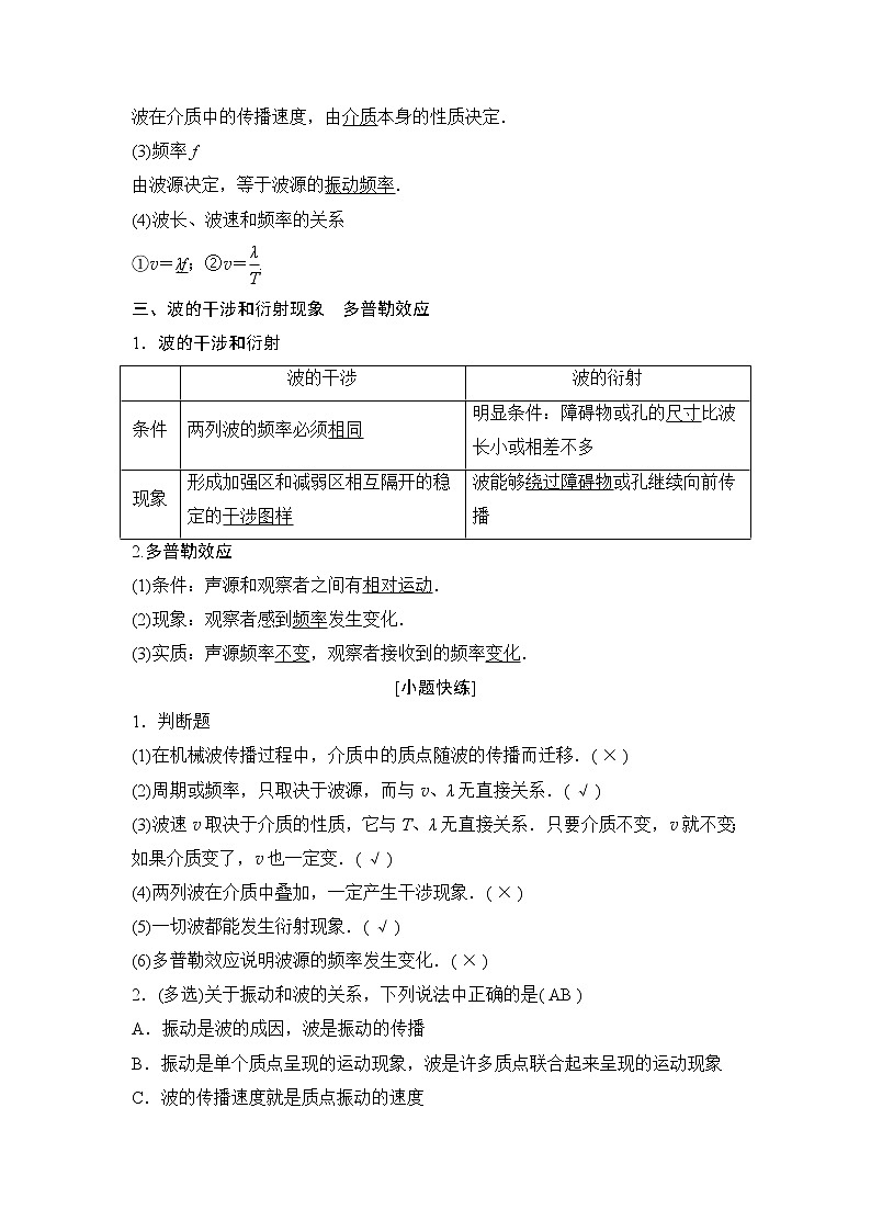 2020年高考物理新课标第一轮总复习讲义：第十四章第二讲　机械波02