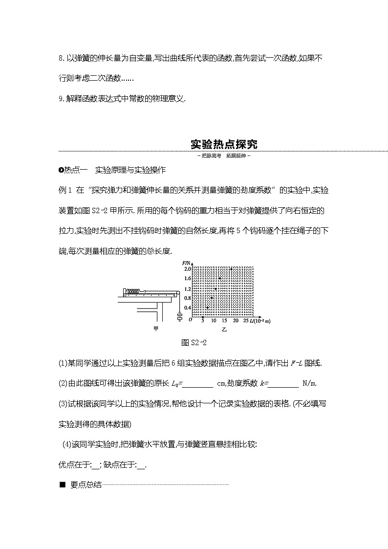 2020高考物理精优大一轮复习人教通用版讲义：第2单元相互作用物体平衡实验二探究弹力和弹簧伸长的关系第3页