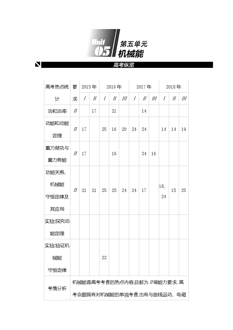 2020高考物理精优大一轮复习人教通用版讲义：第5单元机械能第13讲　功　功率第1页