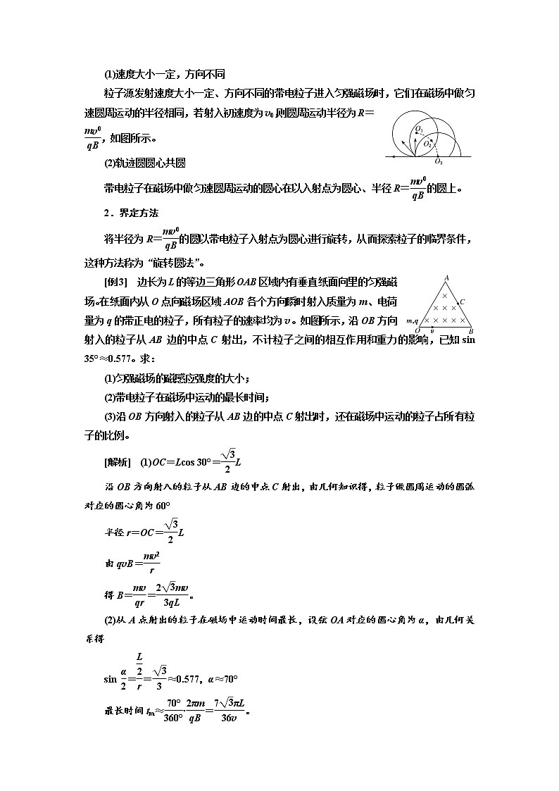 2020高考物理新创新大一轮复习新课改省份专用讲义：第十章第61课时　磁场中的动态圆、磁聚焦、磁发散问题（题型研究课）03
