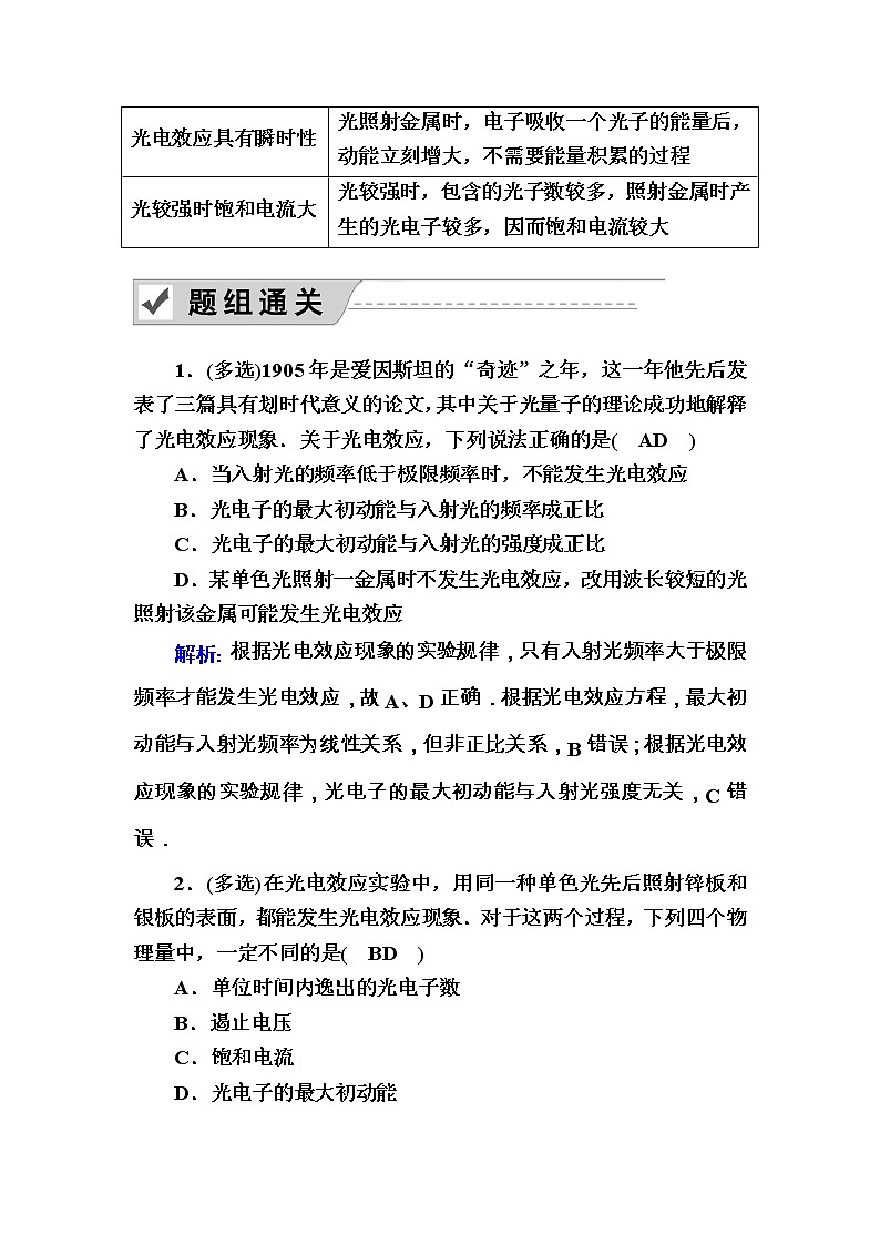 2020《复习方案》高考物理人教版一轮复习讲义：第十二章第1讲　波粒二象性02