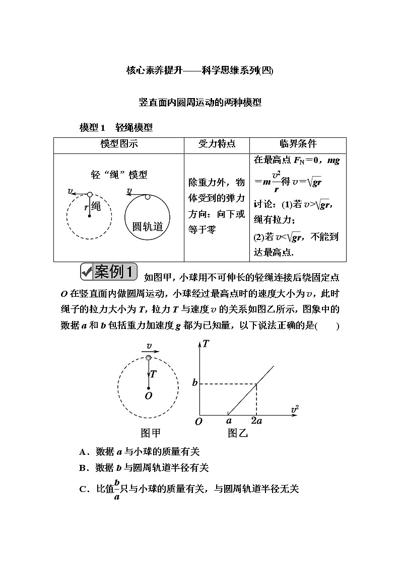 2020《复习方案》高考物理人教版一轮复习讲义：第四章核心素养提升——科学思维系列（四）第1页