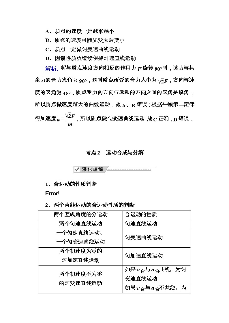 2020《复习方案》高考物理人教版一轮复习讲义：第四章第1讲　曲线运动　运动的合成与分解03