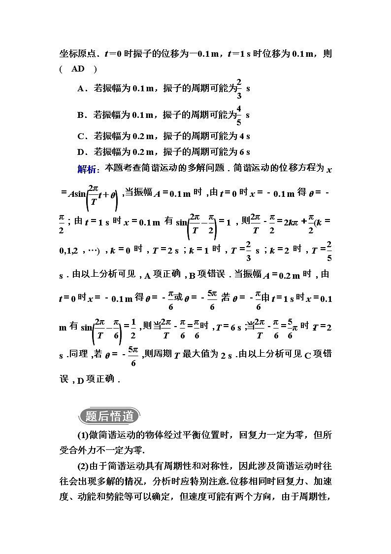 2020《复习方案》高考物理人教版一轮复习讲义：选修3－4第1讲　机械振动03