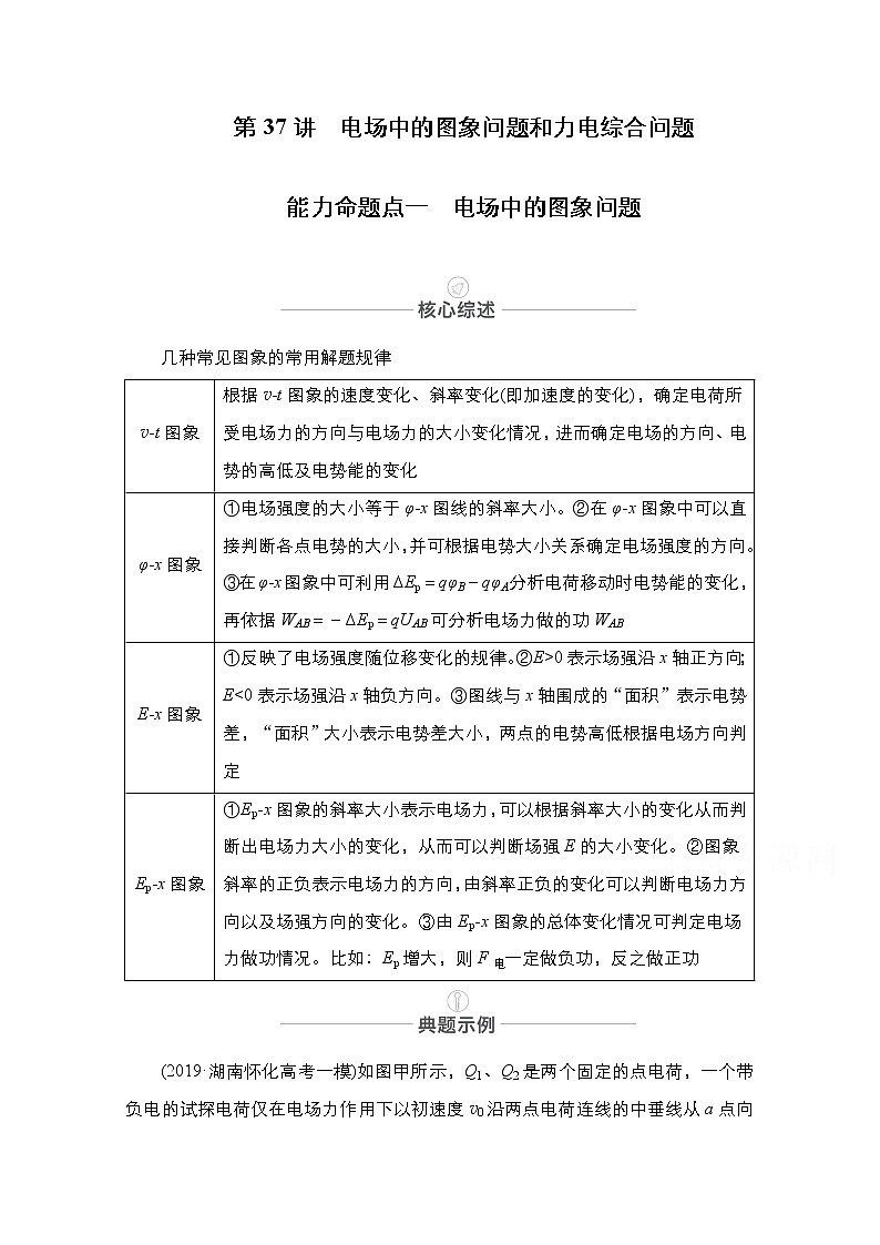 2021届高考物理人教版一轮创新教学案：第37讲　电场中的图象问题和力电综合问题01