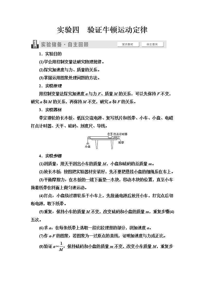 2021届高考物理一轮复习学案：第3章实验4　验证牛顿运动定律01