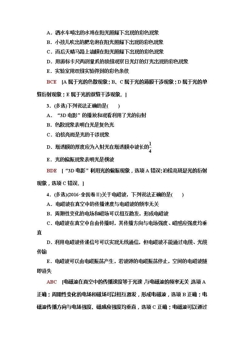 2021届高考物理一轮复习学案：第14章第4节　光的波动性　电磁波　相对论03