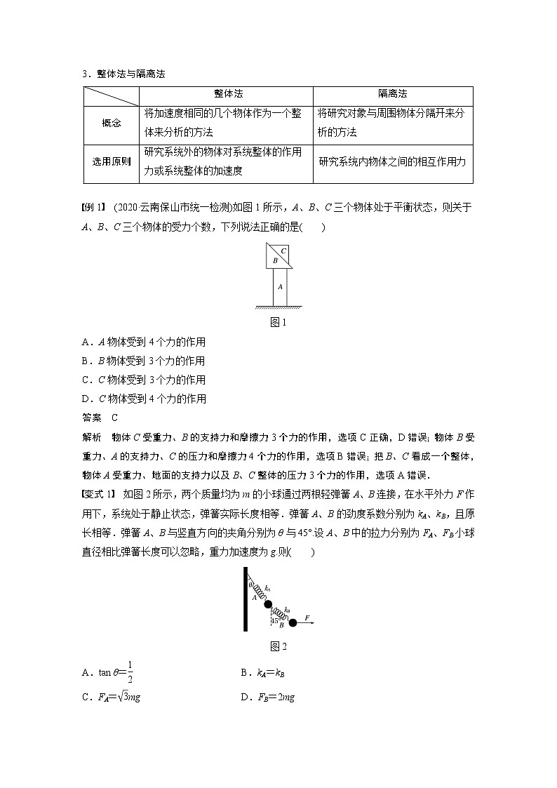 2021高考物理人教版一轮复习学案作业：第二章专题强化二受力分析　共点力的平衡02
