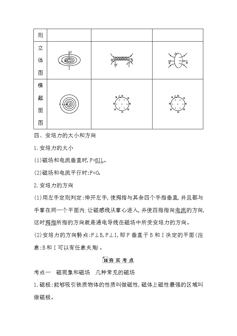 2021版人教版高三物理一轮复习基础梳理：第八章　课时1　磁场及其描述　安培力 学案03