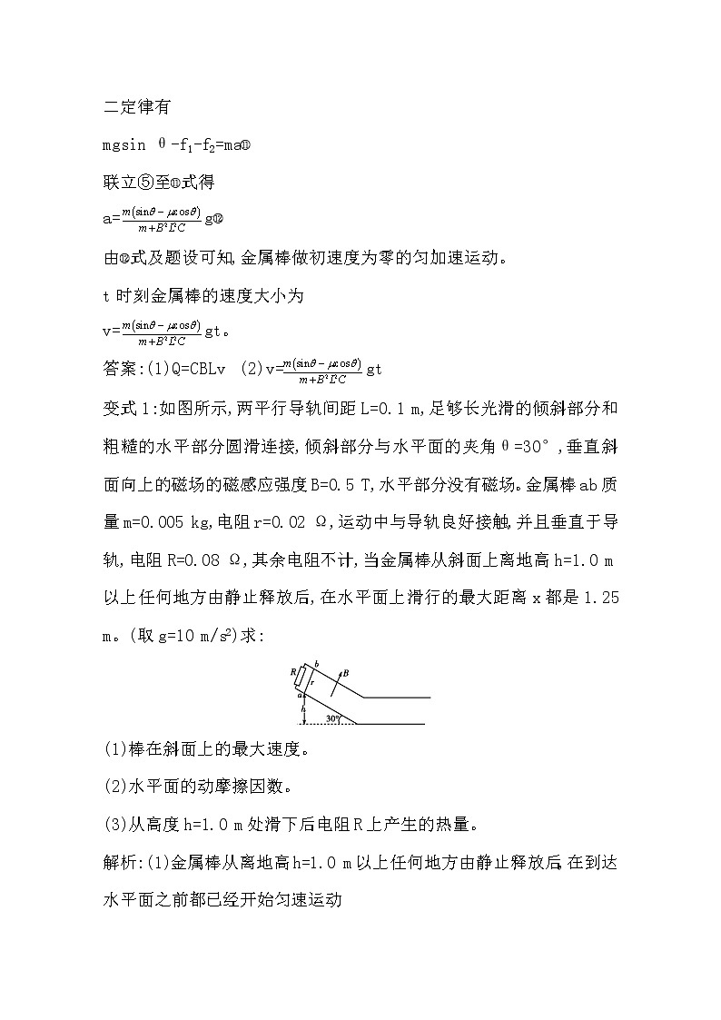 2021版人教版高三物理一轮复习基础梳理：第九章　小专题六　电磁感应中的“杆+导轨”模型03