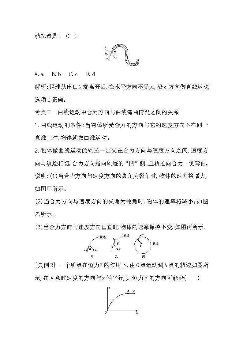 2021版人教版高三物理一轮复习基础梳理：第四章　课时1　曲线运动及运动的合成与分解 学案03