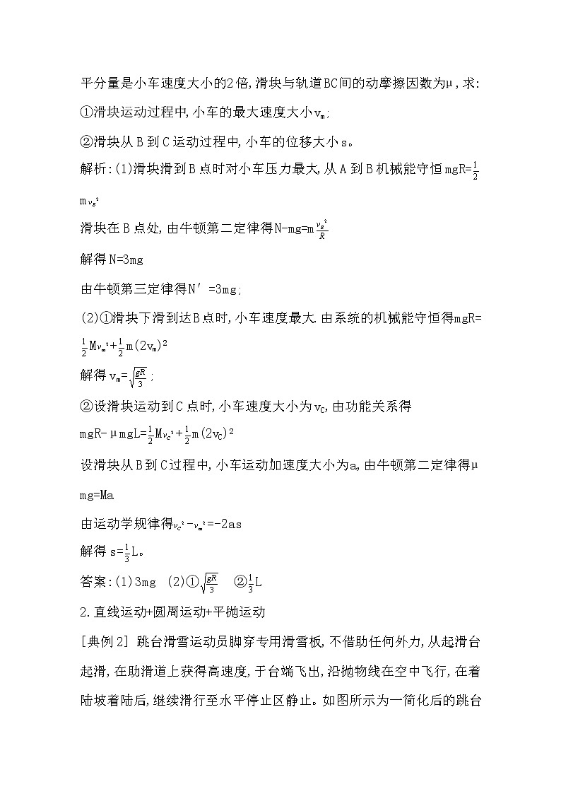 2021版人教版高三物理一轮复习基础梳理：第五章　小专题四　直线、平抛、圆周运动与功能关系的综合问题03