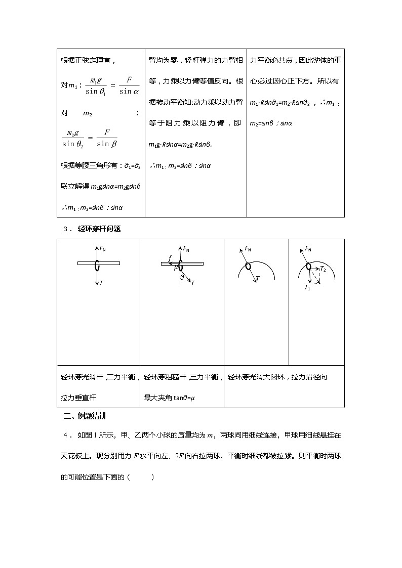 安徽省芜湖市第一中学高考物理一轮复习讲义：第二章第9讲连接体平衡问题（1）02
