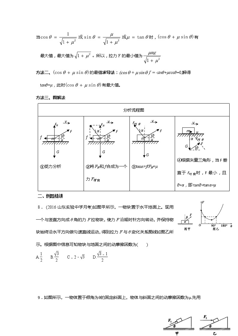 安徽省芜湖市第一中学高考物理一轮复习讲义：第二章第7讲力的平衡（2）接触面问题03
