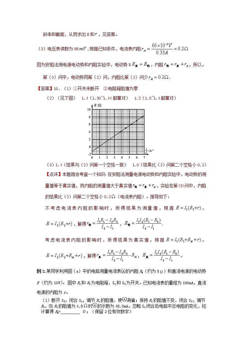 2020_2021年高考物理实验方法安阻法含解析 试卷03