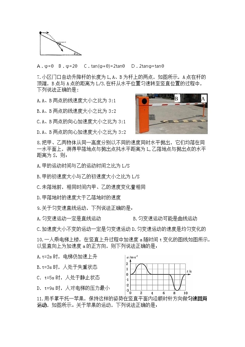 深圳高一年级选科调研联合测试物理试卷第2页