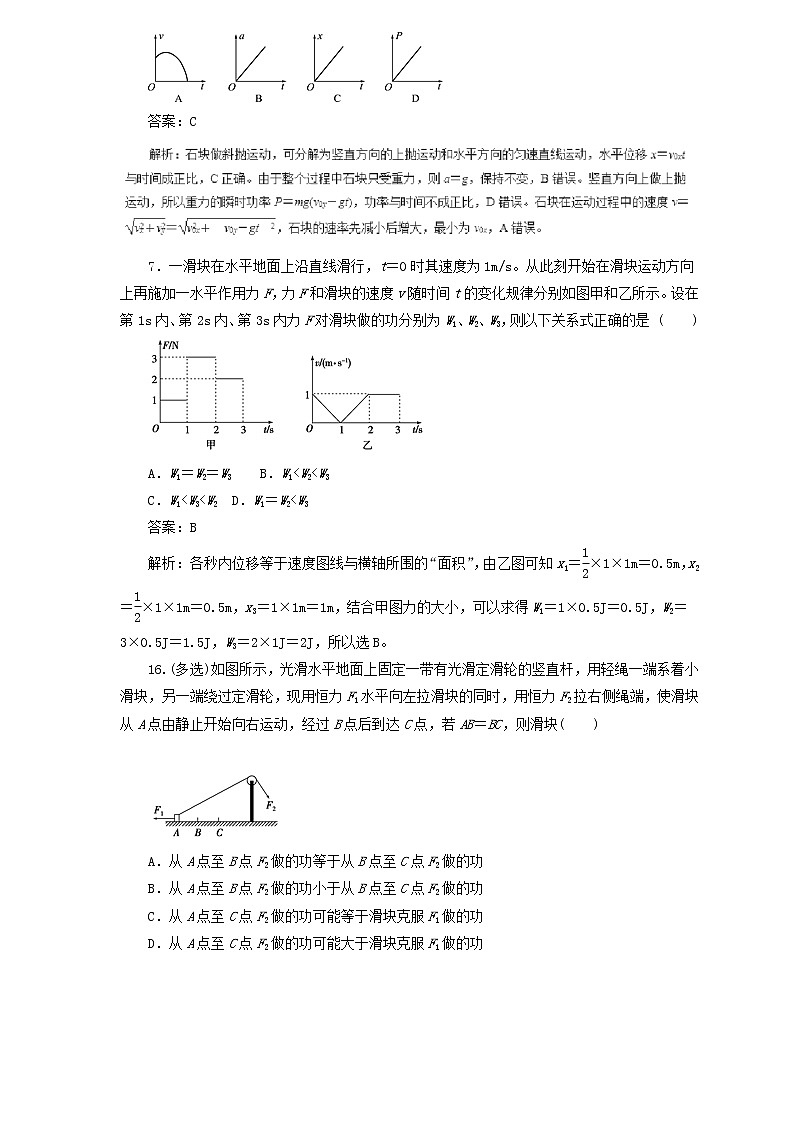 2019届高考物理二轮复习题型专练 5.1功和功率(含解析)03