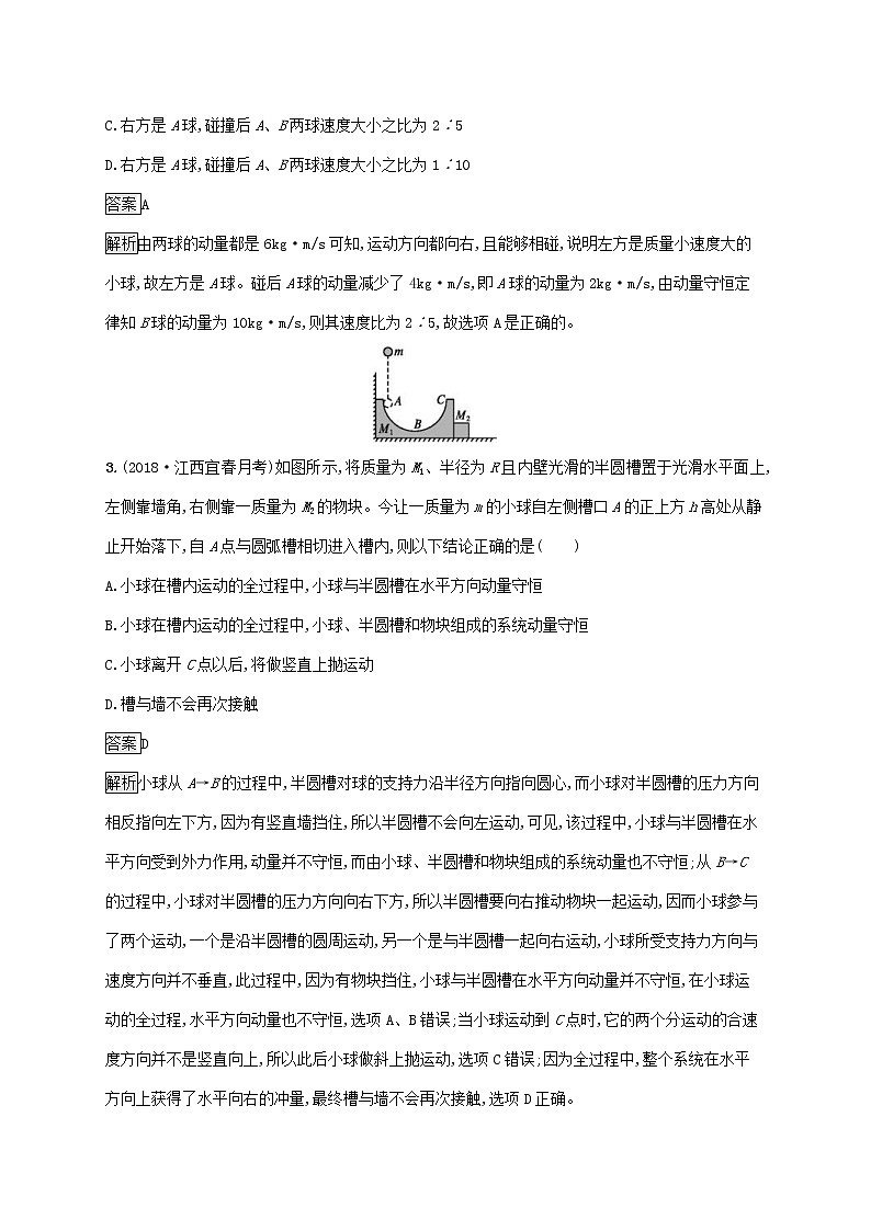 2020版高考物理一轮复习单元质检06 动量守恒定律力学三大观点(含解析)02