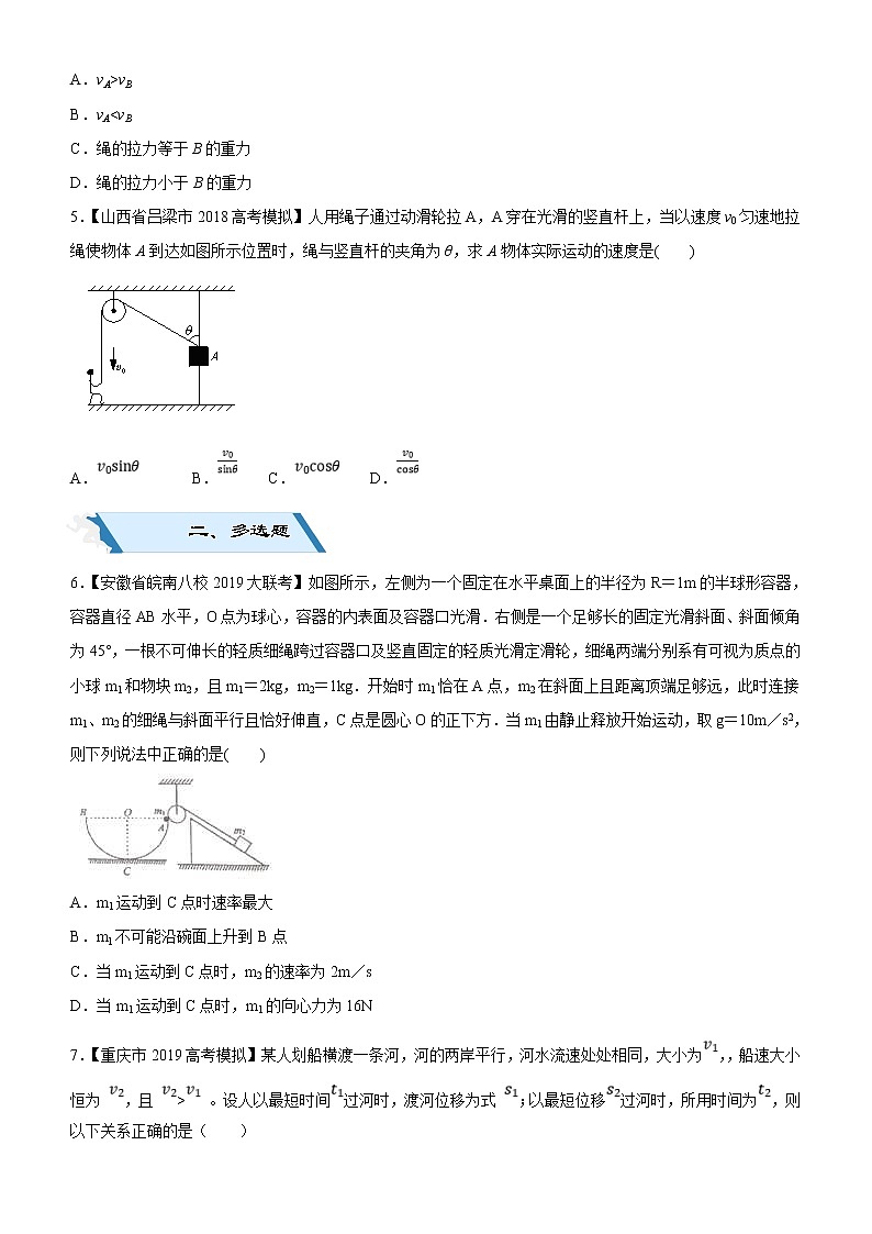 2019高考物理二轮小题狂做专练07 曲线运动条件、运动合成与分解 （含解析）02