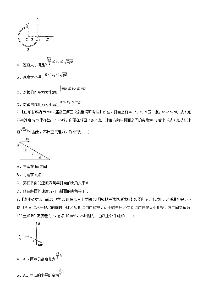 2019高考物理二轮小题狂做专练08 抛体运动（含解析）03