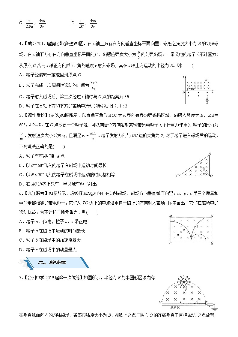 2019高考物理二轮小题狂做专练20 带电粒子在有界磁场中的运动 （含解析）02