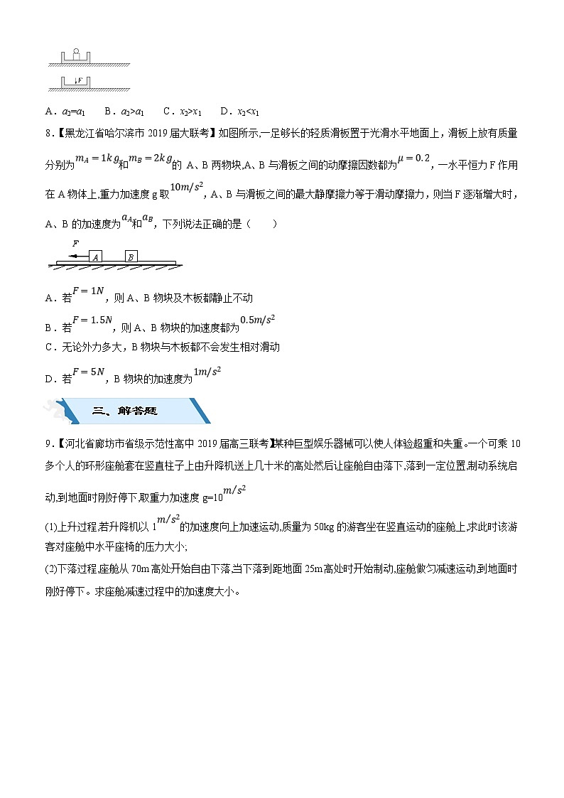 2019高考物理二轮小题狂做专练05 牛顿运动三定律 （含解析）03