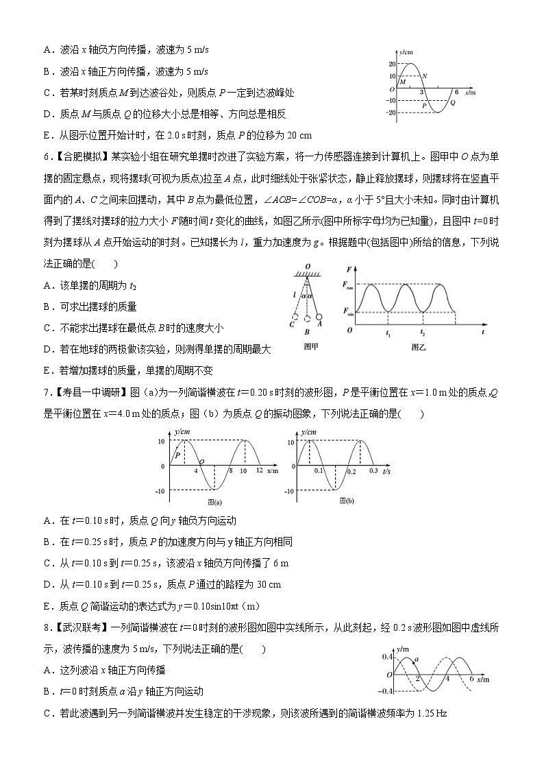 2019高考物理二轮小题狂做专练28 机械振动与机械波 （含解析）02