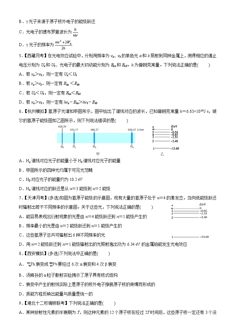 2019高考物理二轮小题狂做专练27  波粒二象性、原子结构与原子核 （含解析）02