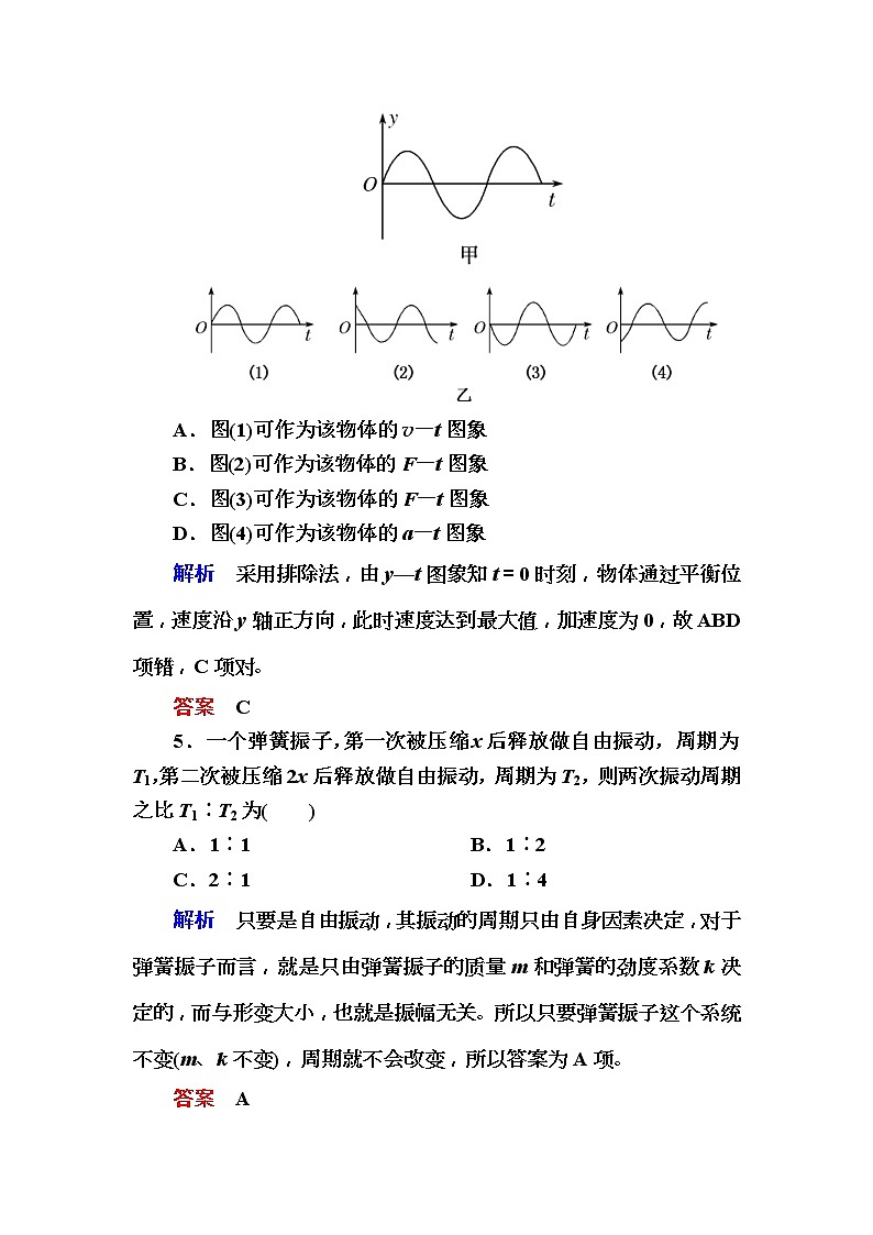 2019年高考物理一轮规范练习：第14章 第1讲　机械振动(含解析)03