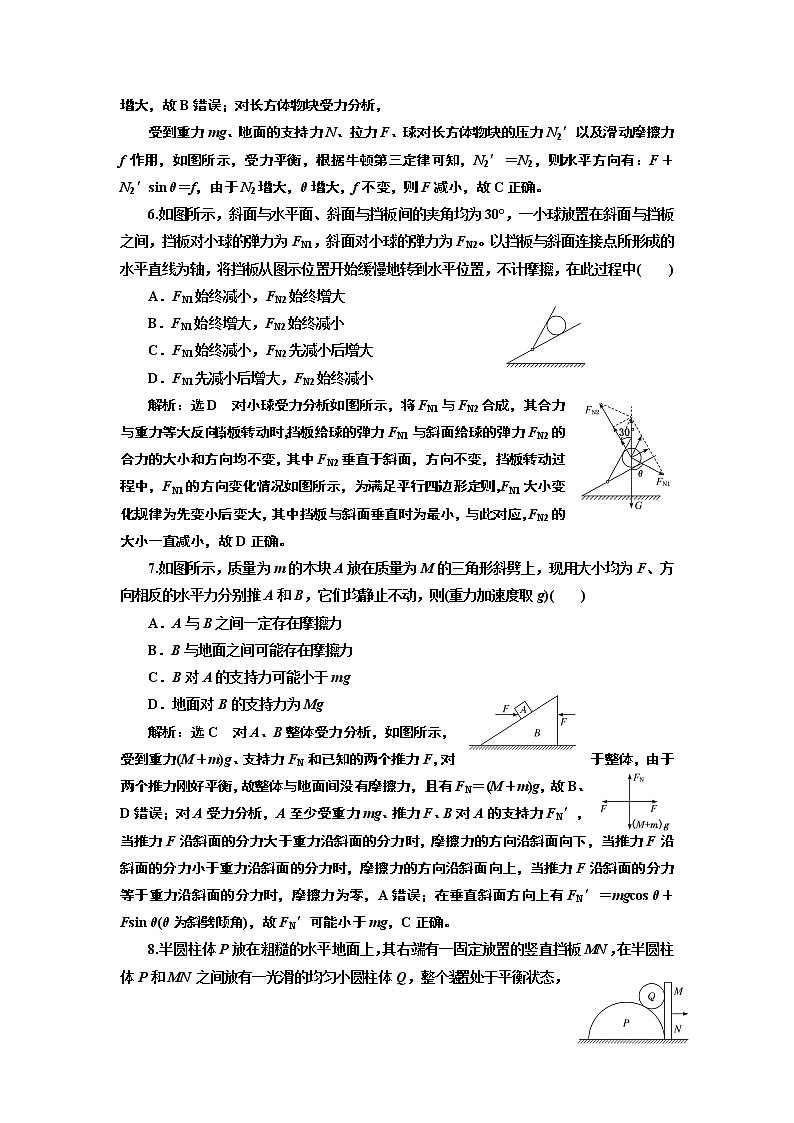课时跟踪训练(十九)　受力分析和共点力的平衡第3页