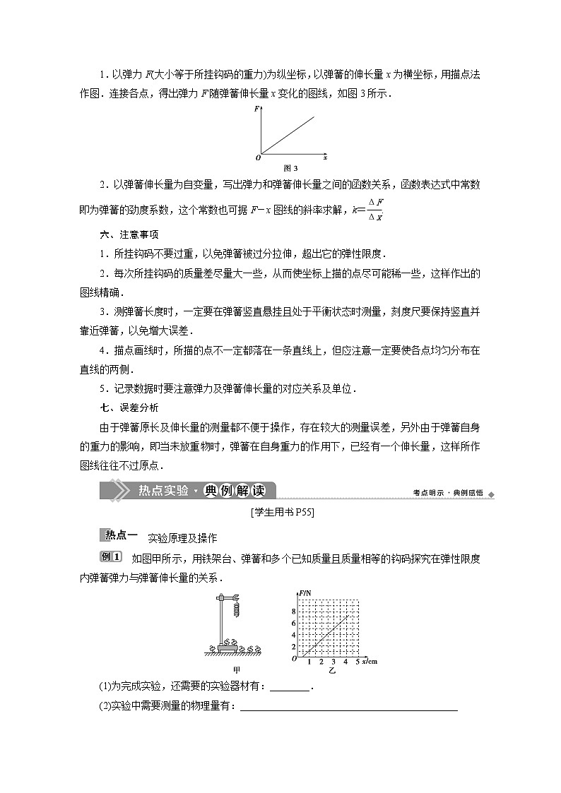 （新教材）2020版同步鲁科版高中物理必修第一册素养突破讲义：第3章第2节　第2课时　探究弹簧弹力的大小与伸长量的关系第2页