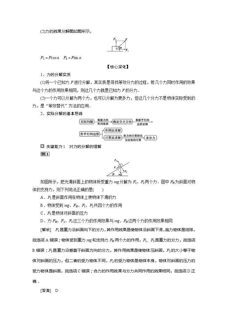 （新教材）2020版同步鲁科版高中物理必修第一册素养突破讲义：第4章第2节　力的分解第3页