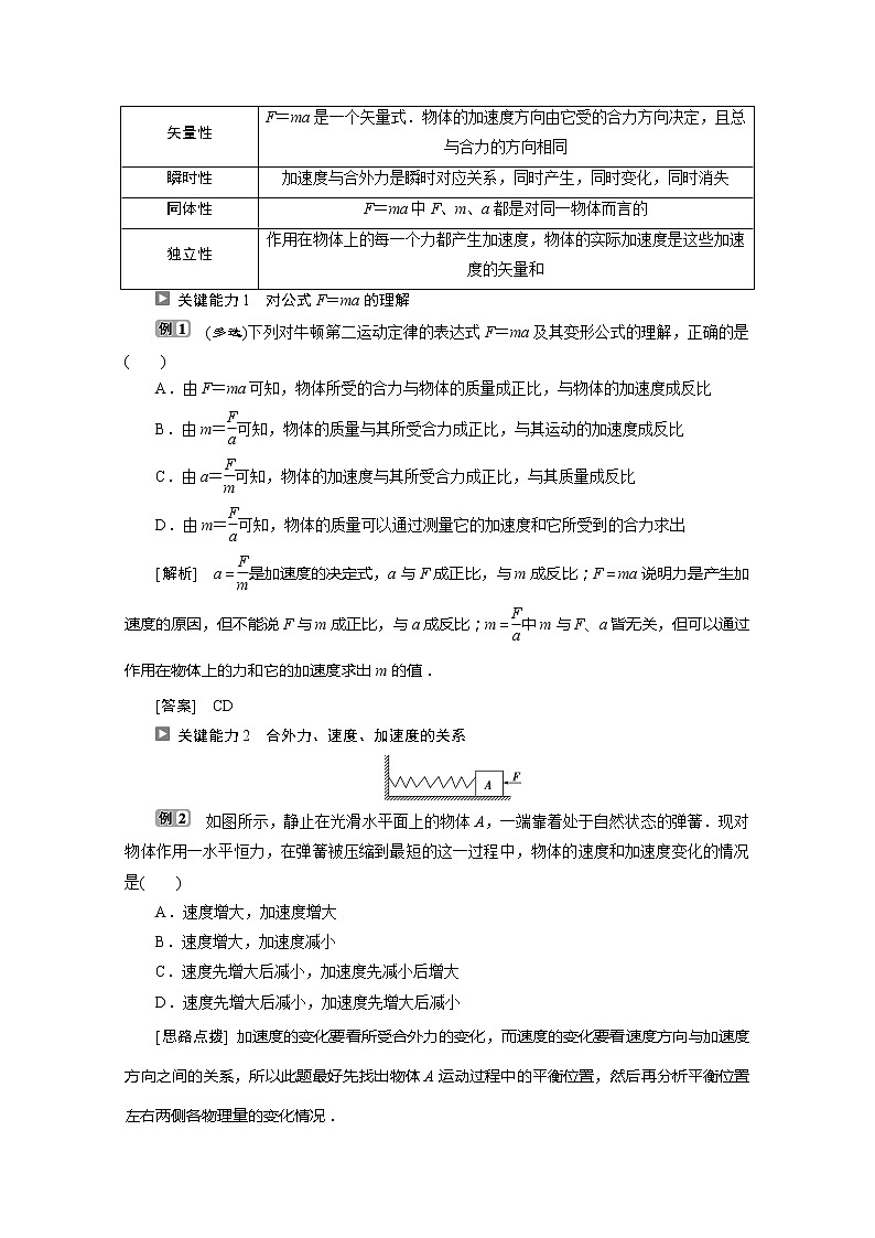 （新教材）2020版同步鲁科版高中物理必修第一册素养突破讲义：第5章第3节　牛顿第二运动定律第3页