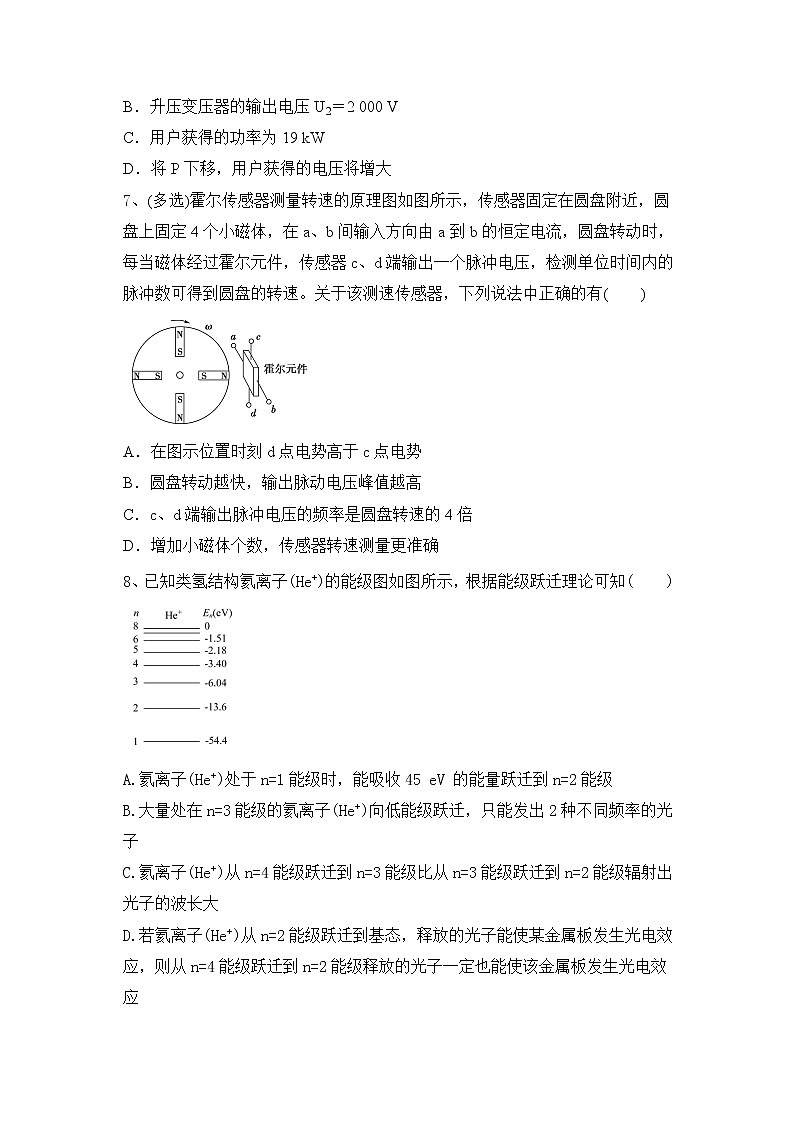 2021届高考一轮（人教）物理：交变电流、传感器含答案 试卷03